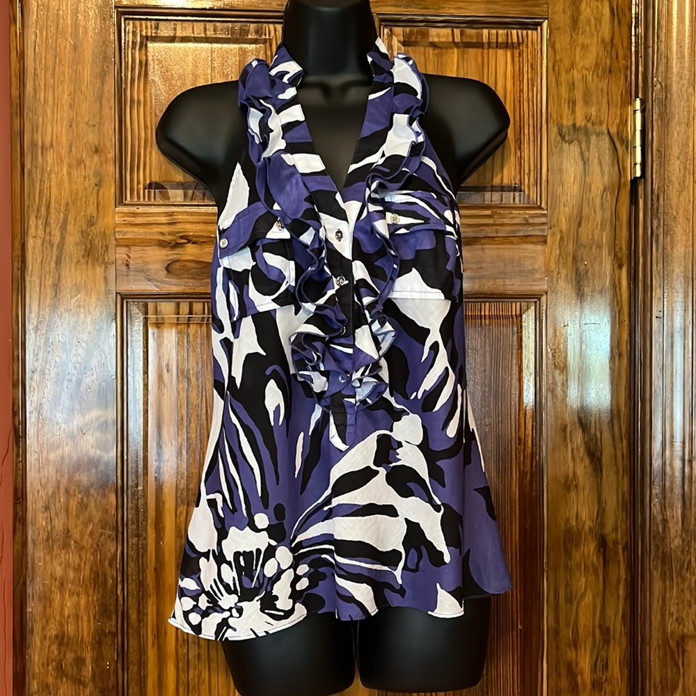 Express Floral Ruffle Sleeveless Tunic